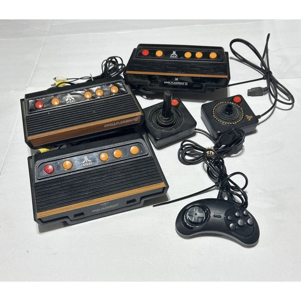Lot of 3 Atari Flashback Consoles Flashback 2 Flashback 5 Controllers As-Is Part